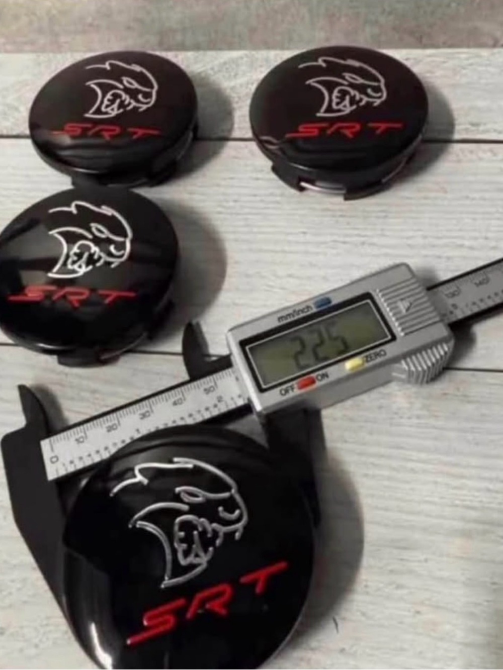 Wheel Center Caps SRT Hellcat Black/Red 2015-2020 Gloss 63mm (4 PACK) SHIPS FREE - Picture 2 of 2